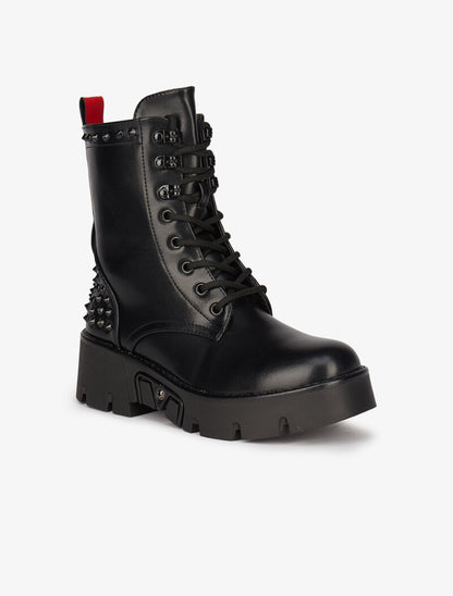 Boots cloutées à talons compensés - Noir - 5