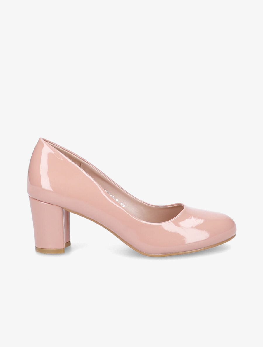 Escarpins vernis à talon carré - Rose - 5