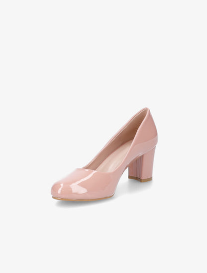 Escarpins vernis à talon carré - Rose - 3