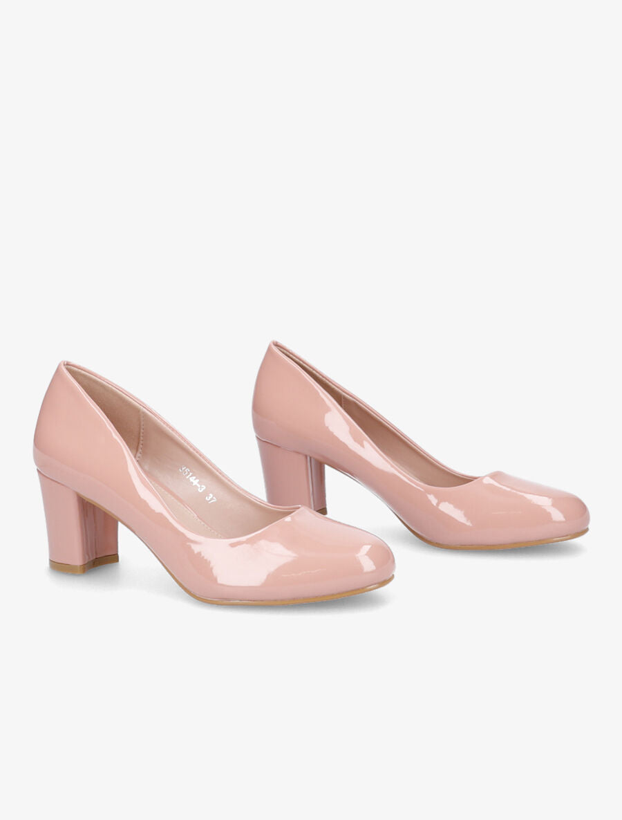 Escarpins vernis à talon carré - Rose - 4