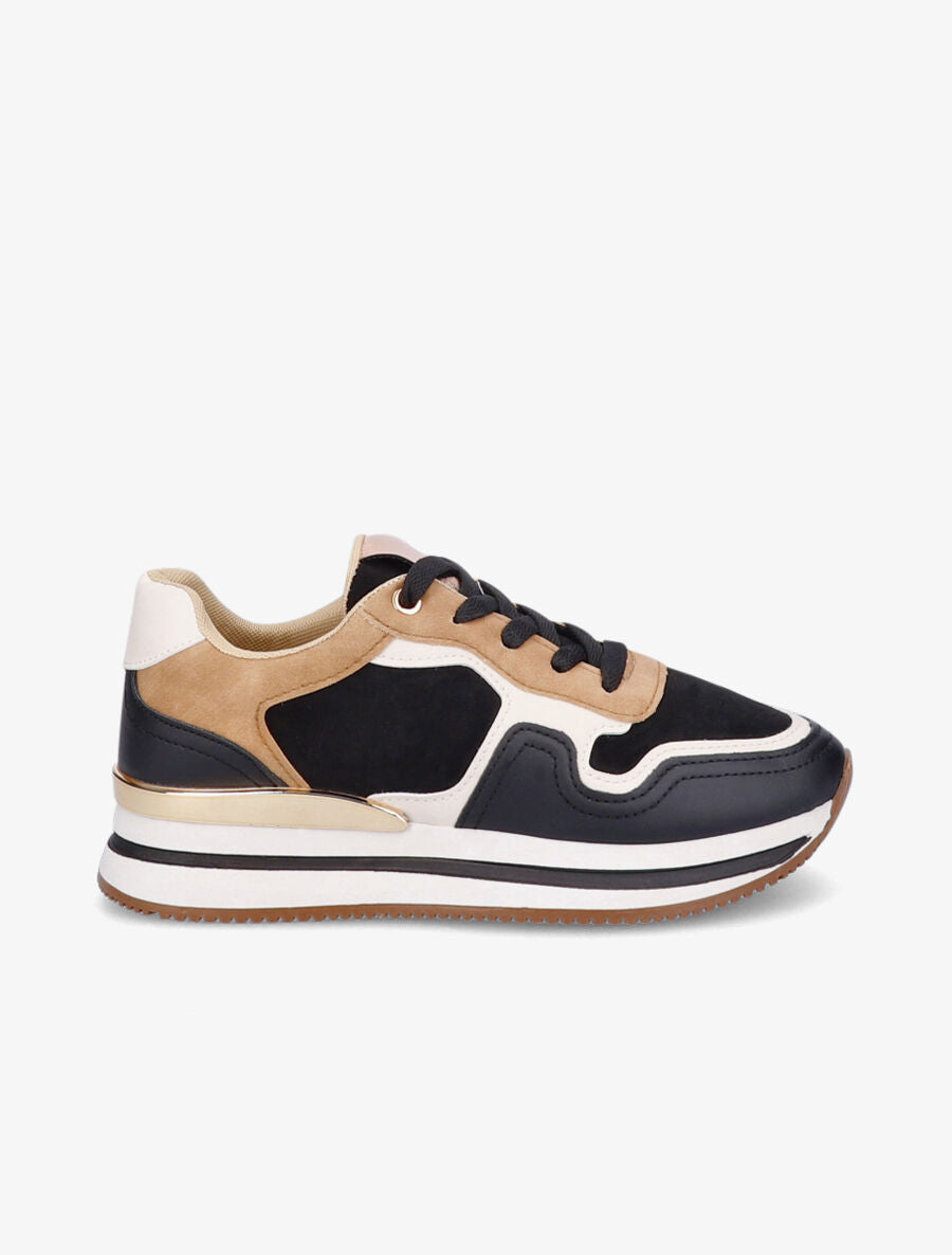 Sneakers en suédine et simili - Noir - 5