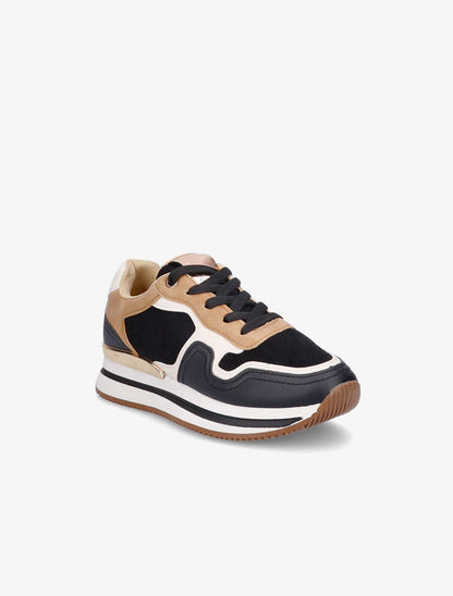 Sneakers en suédine et simili - Noir - 2
