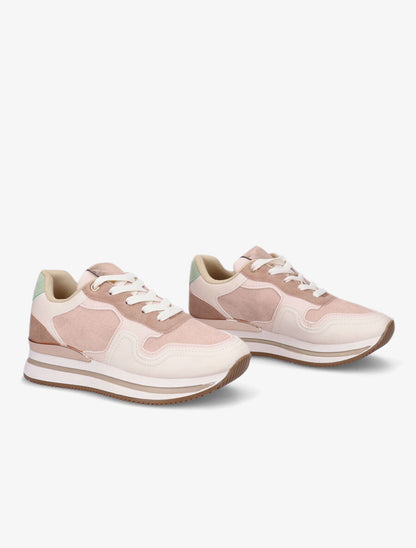 Sneakers en suédine et simili - Rose - 4