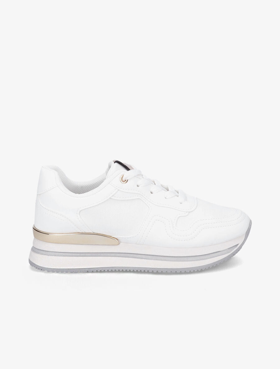 Sneakers en suédine et simili - Blanc - 1