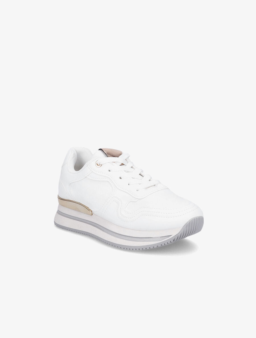 Sneakers en suédine et simili - Blanc - 2