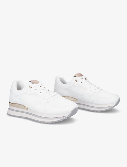 Sneakers en suédine et simili - Blanc - 4