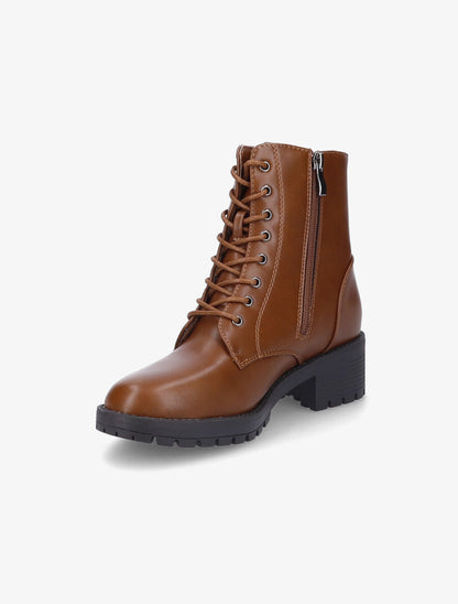 Bottines à lacets et zip - Camel - 3