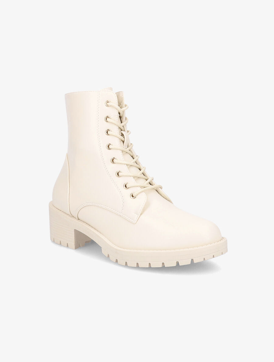 Bottines à lacets et zip - Beige - 2