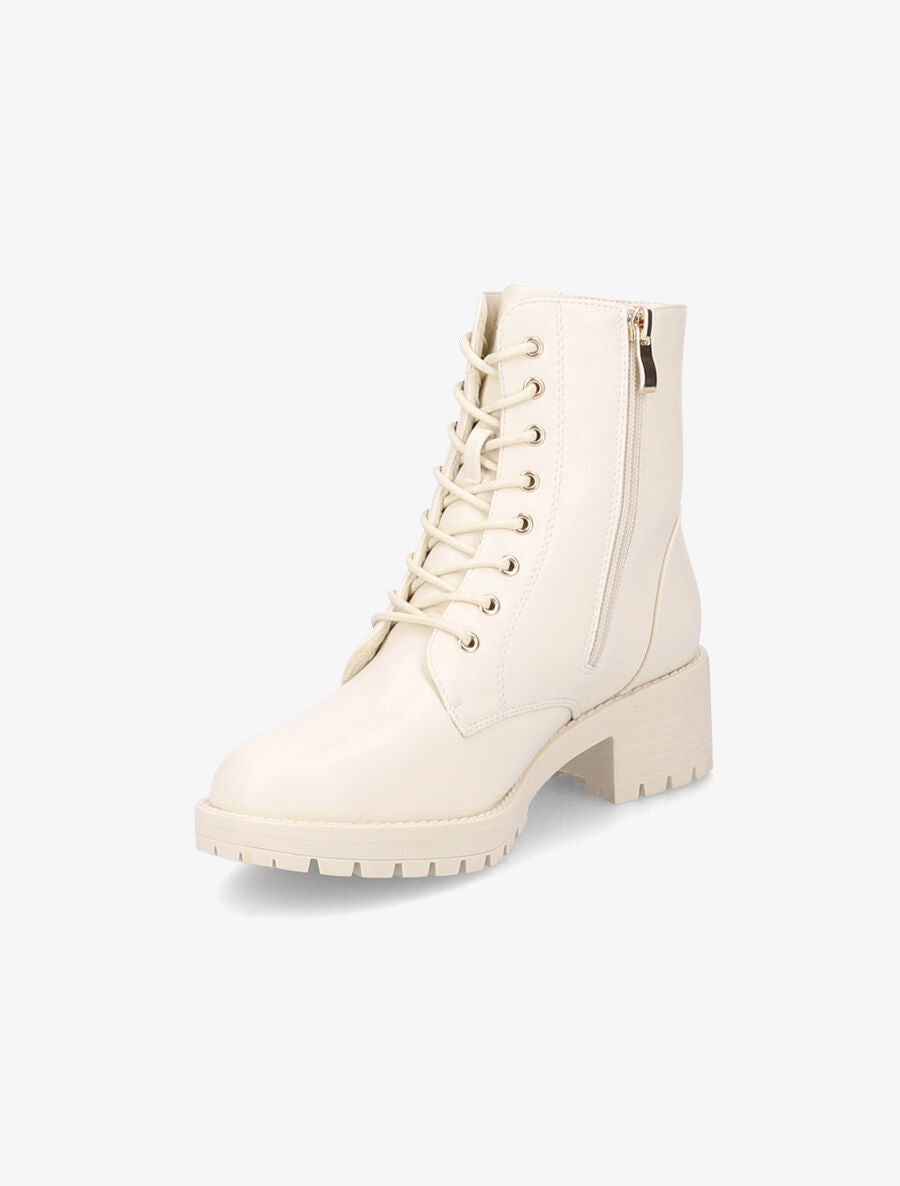 Bottines à lacets et zip - Beige - 3