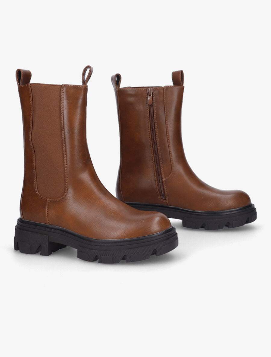 Boots montantes à semelle crantée - Camel - 4