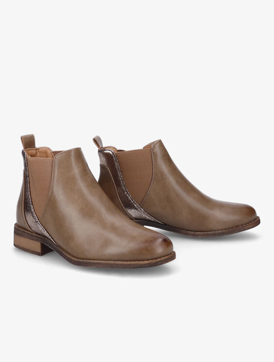 Bottines chelsea à liseré irisé - Taupe - 4