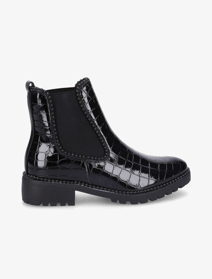 Chelsea boots croco à billes - Noir - 1