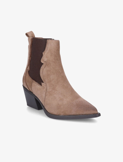 Bottines à talon style santiags - Taupe - 2