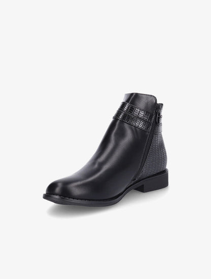 Bottines en simili à contrefort croco - Noir - 3