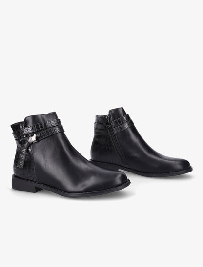 Bottines en simili à contrefort croco - Noir - 4