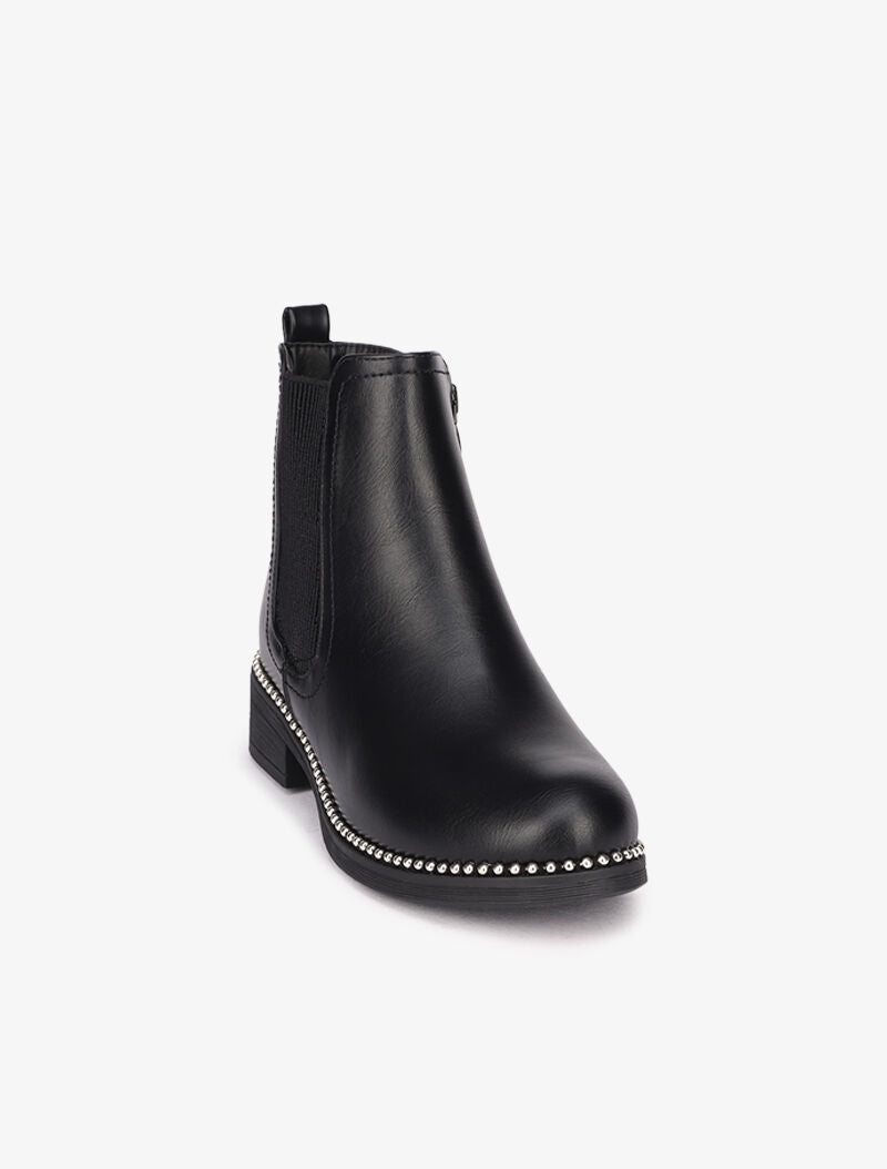 Bottines cloutées à ganse côtelée - Noir - 3