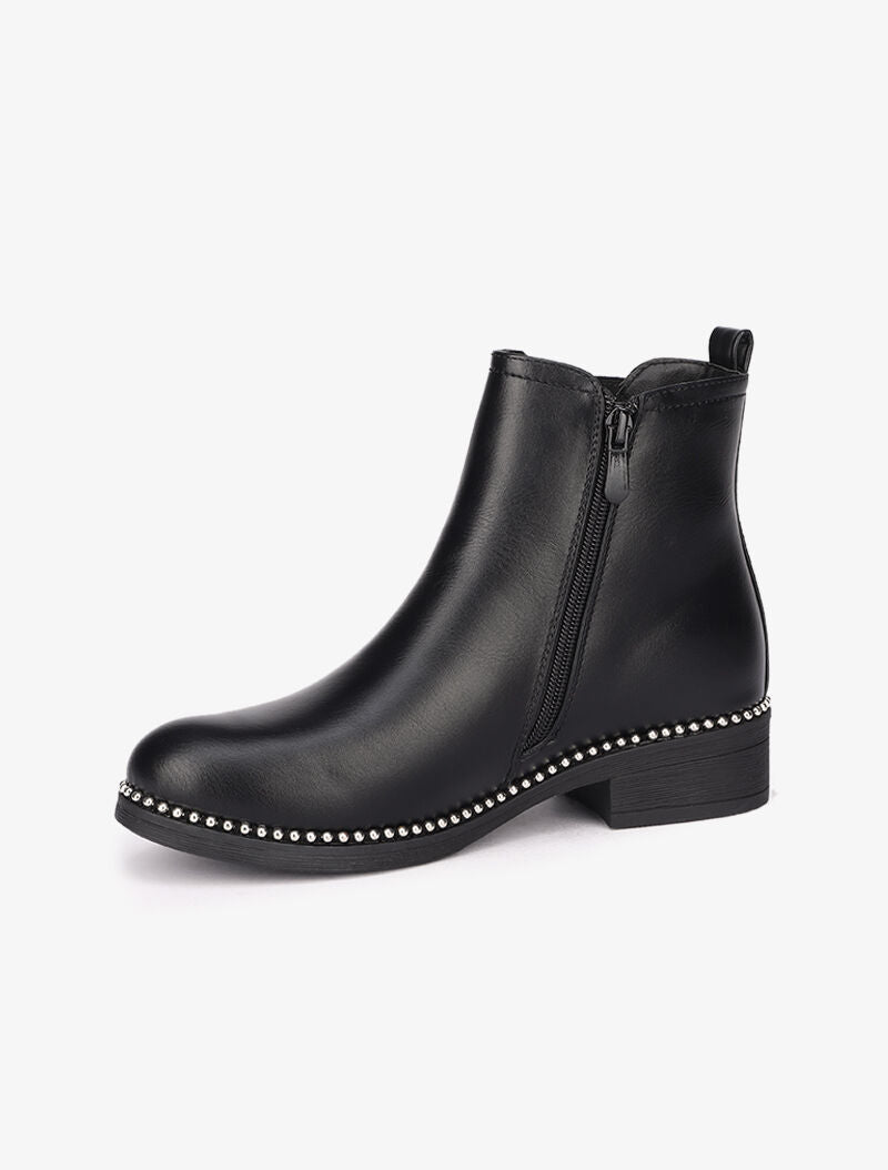 Bottines cloutées à ganse côtelée - Noir - 4