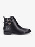 Bottines à sangles et contrefort croco - Noir - 1
