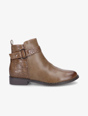 Bottines à sangles et contrefort croco - Taupe - 5
