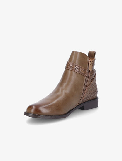 Bottines à sangles et contrefort croco - Taupe - 3