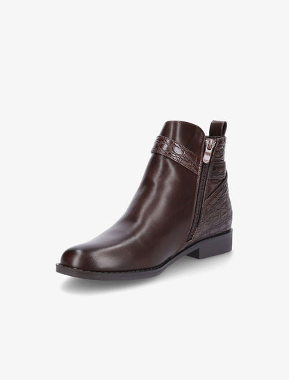 Bottines à sangles et contrefort croco - Marron - 3