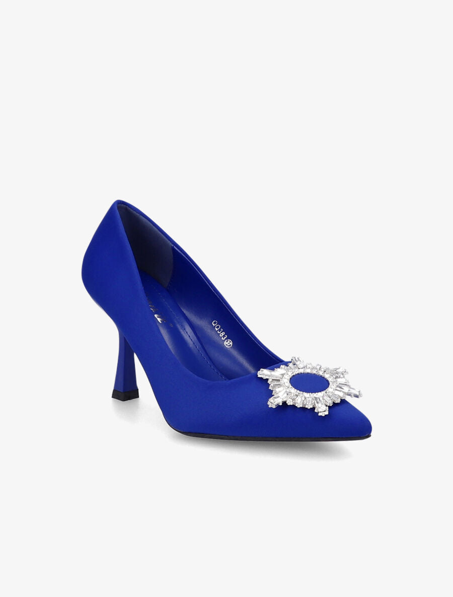 Escarpins à empiècement bijou et strass - Bleu roi - 2