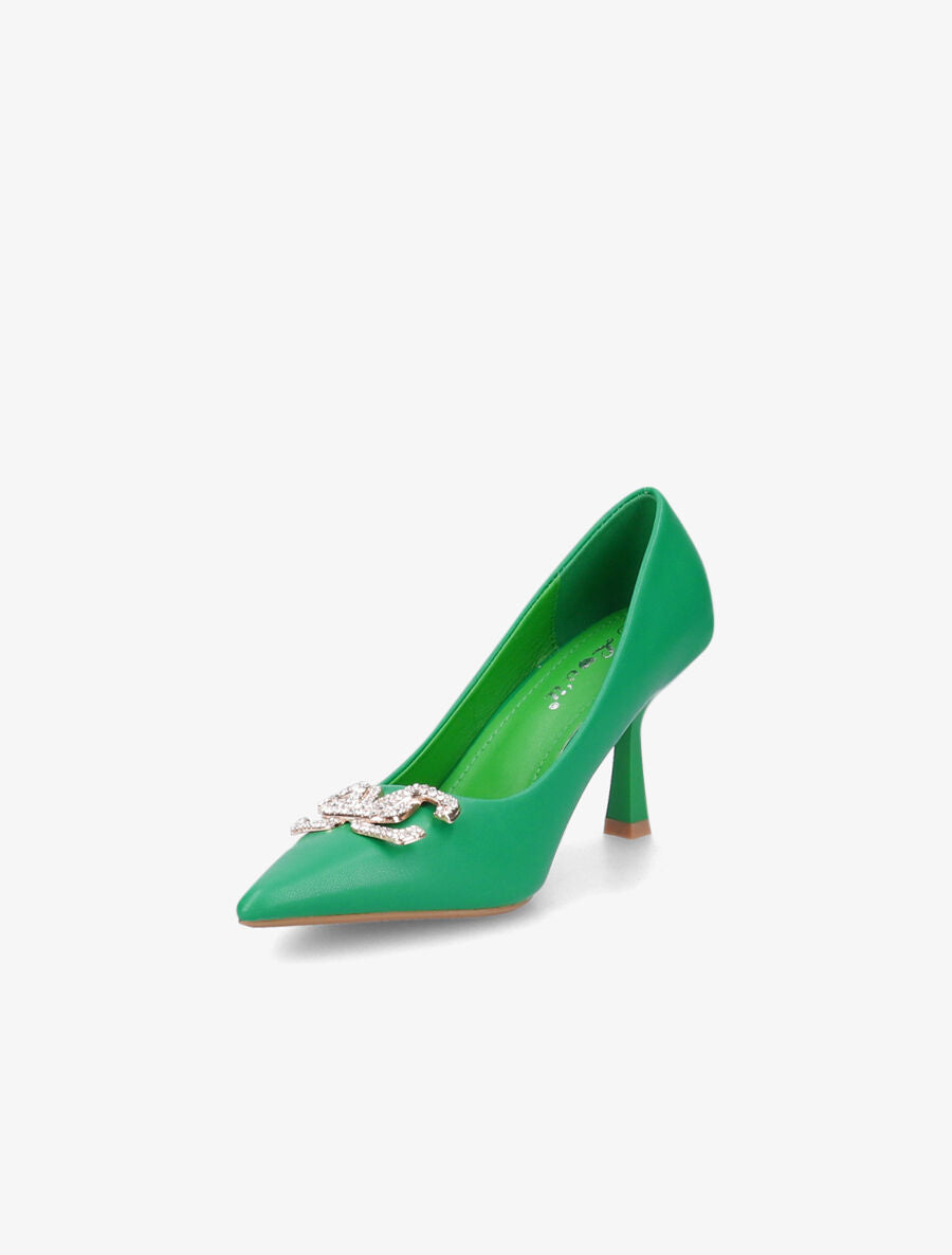 Escarpins pointus à bijou strass - Vert - 3