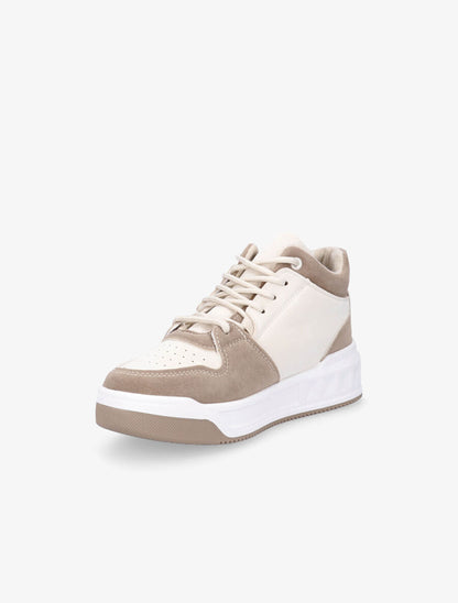 Baskets bicolore en suédine et simili - Beige - 3