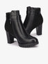 Bottines à talons en simili et suédine - Noir - 1