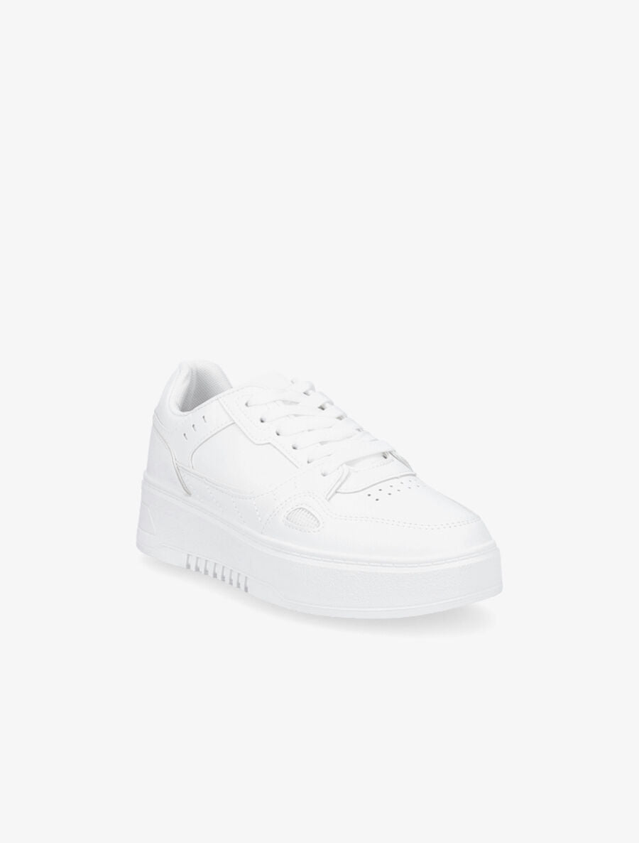 Sneakers en simili à plateforme - Blanc - 2