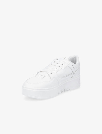 Sneakers en simili à plateforme - Blanc - 3
