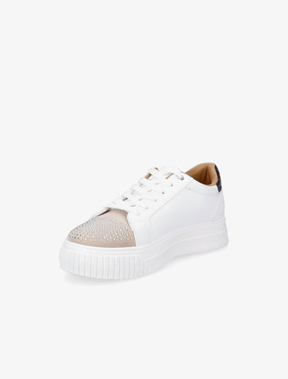 Sneakers en simili à strass et paillettes - Blanc/noir - 3