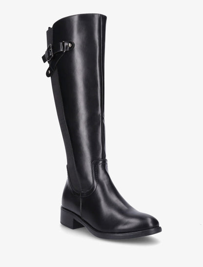 Bottes élastiquées en simili à sangles - Noir - 2