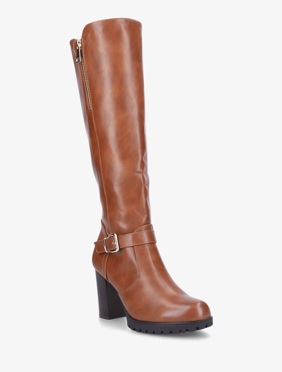 Bottes à talon et zip - Camel - 2