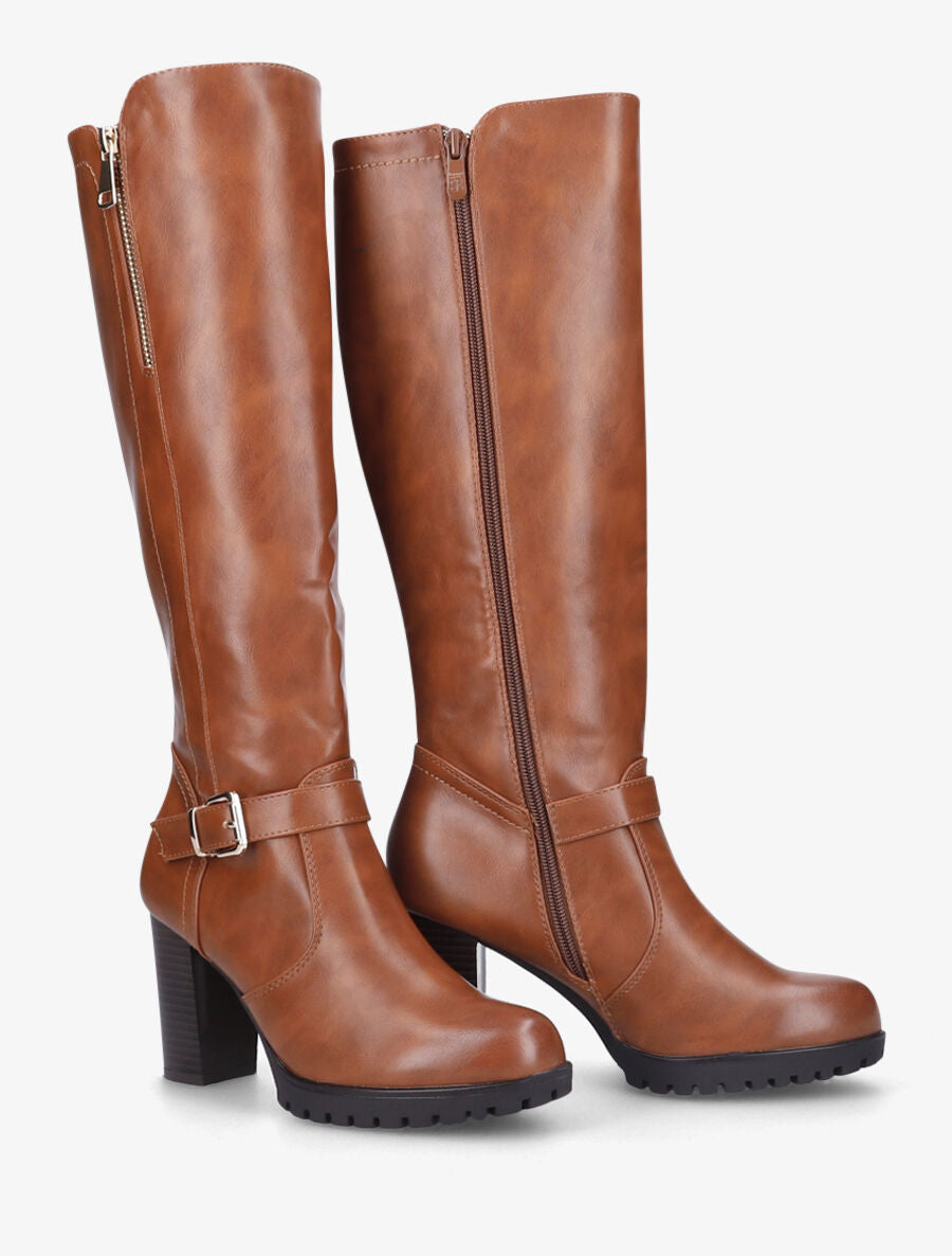Bottes à talon et zip - Camel - 4