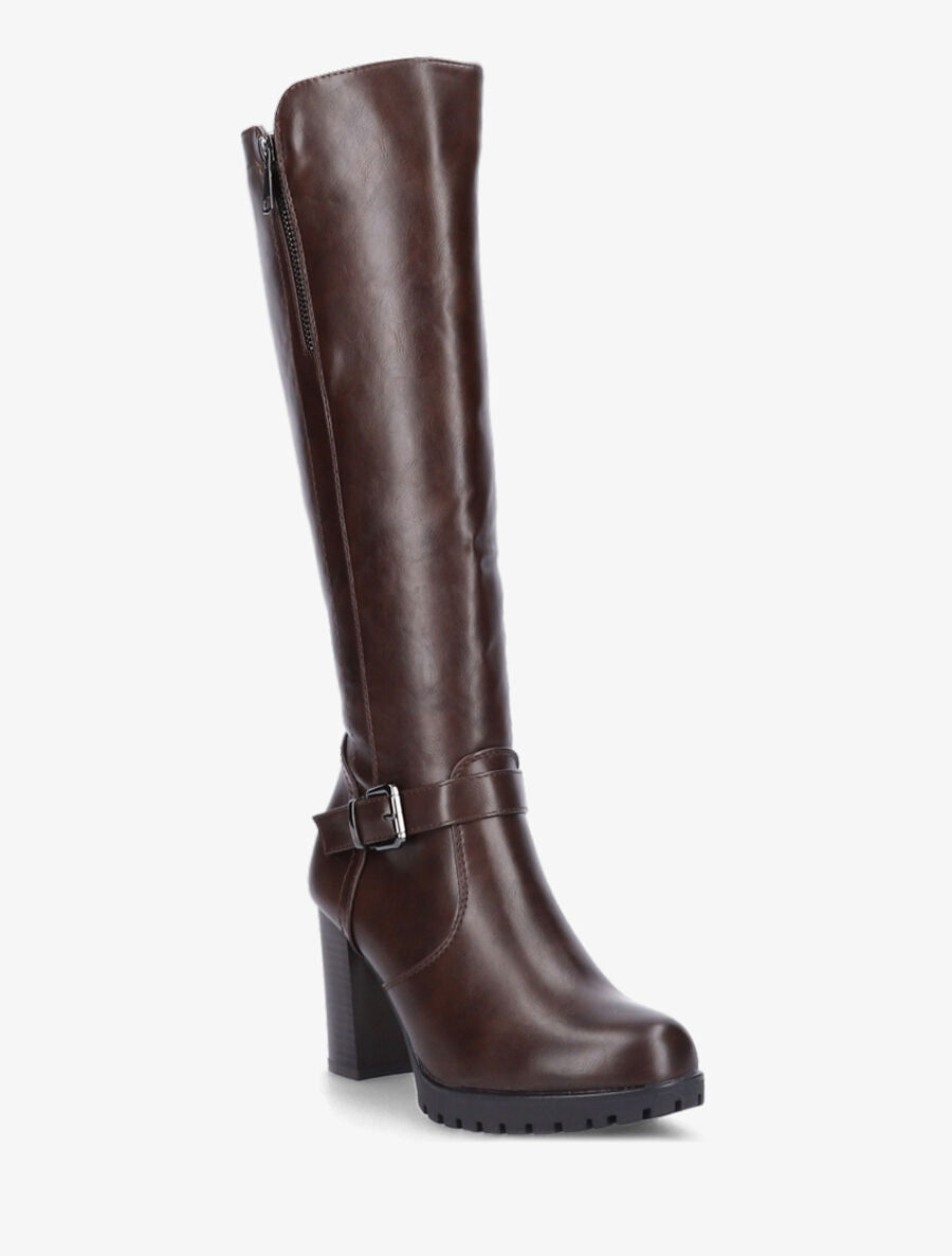 Bottes à talon et zip - Marron - 2