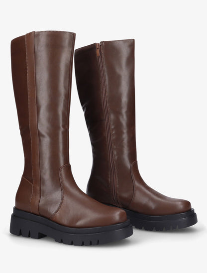 Bottes en simili à semelle crantée - Marron - 4