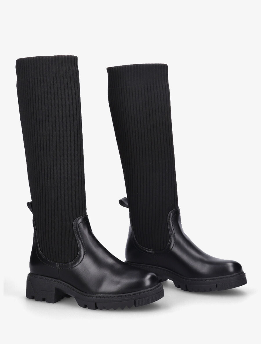 Bottes style chaussettes à semelles crantées - Noir - 4