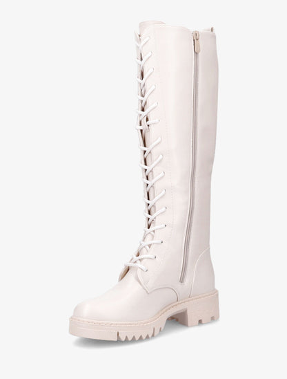 Bottes en simili à lacets - Beige - 3