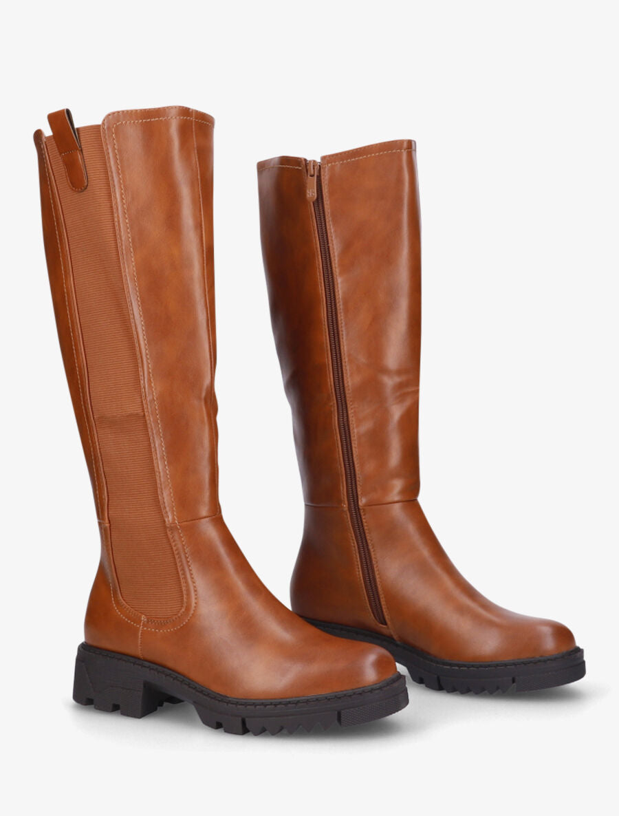 Bottes élastiquées à semelles crantées - Camel - 4