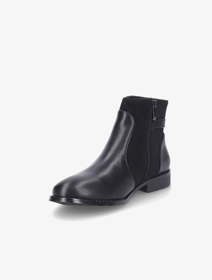 Bottines plates en simili et suédine - Noir - 3