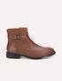 Bottines plates en simili et suédine - Camel - 1