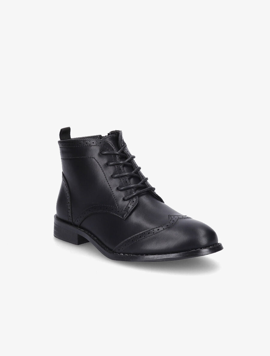 Bottines à lacets en simili - Noir - 2