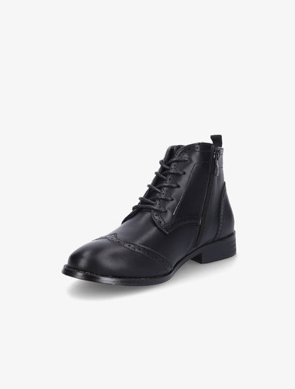 Bottines à lacets en simili - Noir - 3