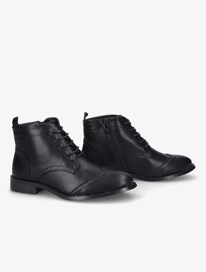 Bottines à lacets en simili - Noir - 4