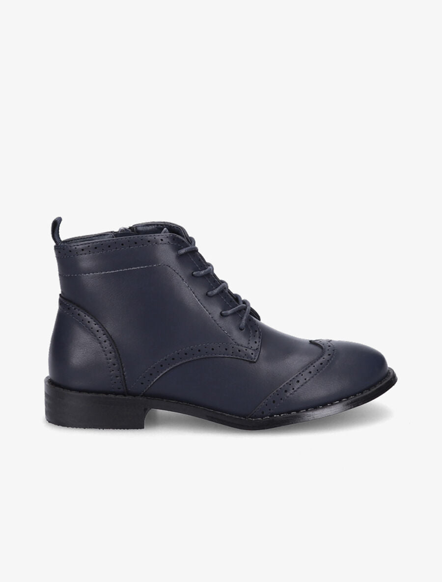 Bottines à lacets en simili - Marine - 5