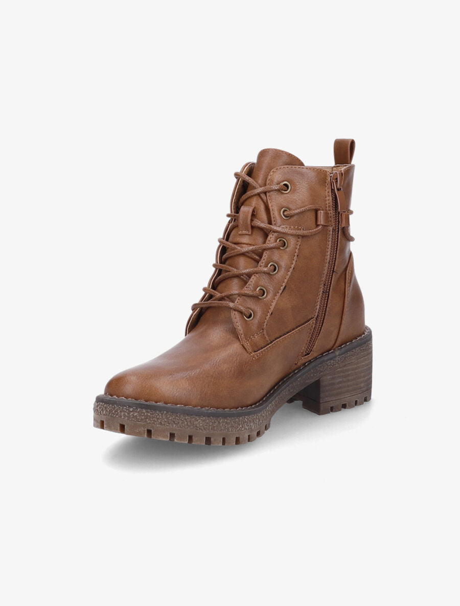 Bottines à lacets et double zips - Camel - 3