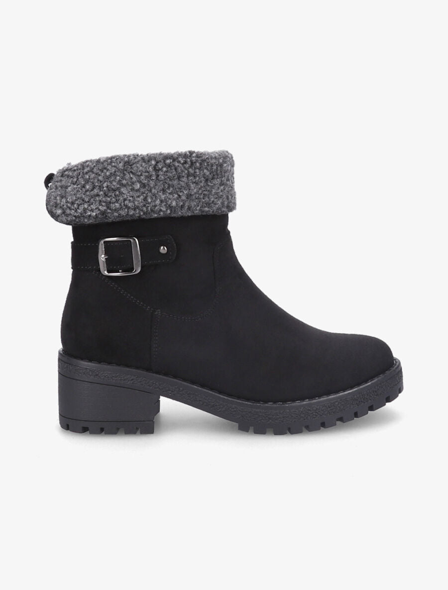 Bottines fourrées en suédine - Noir - 7