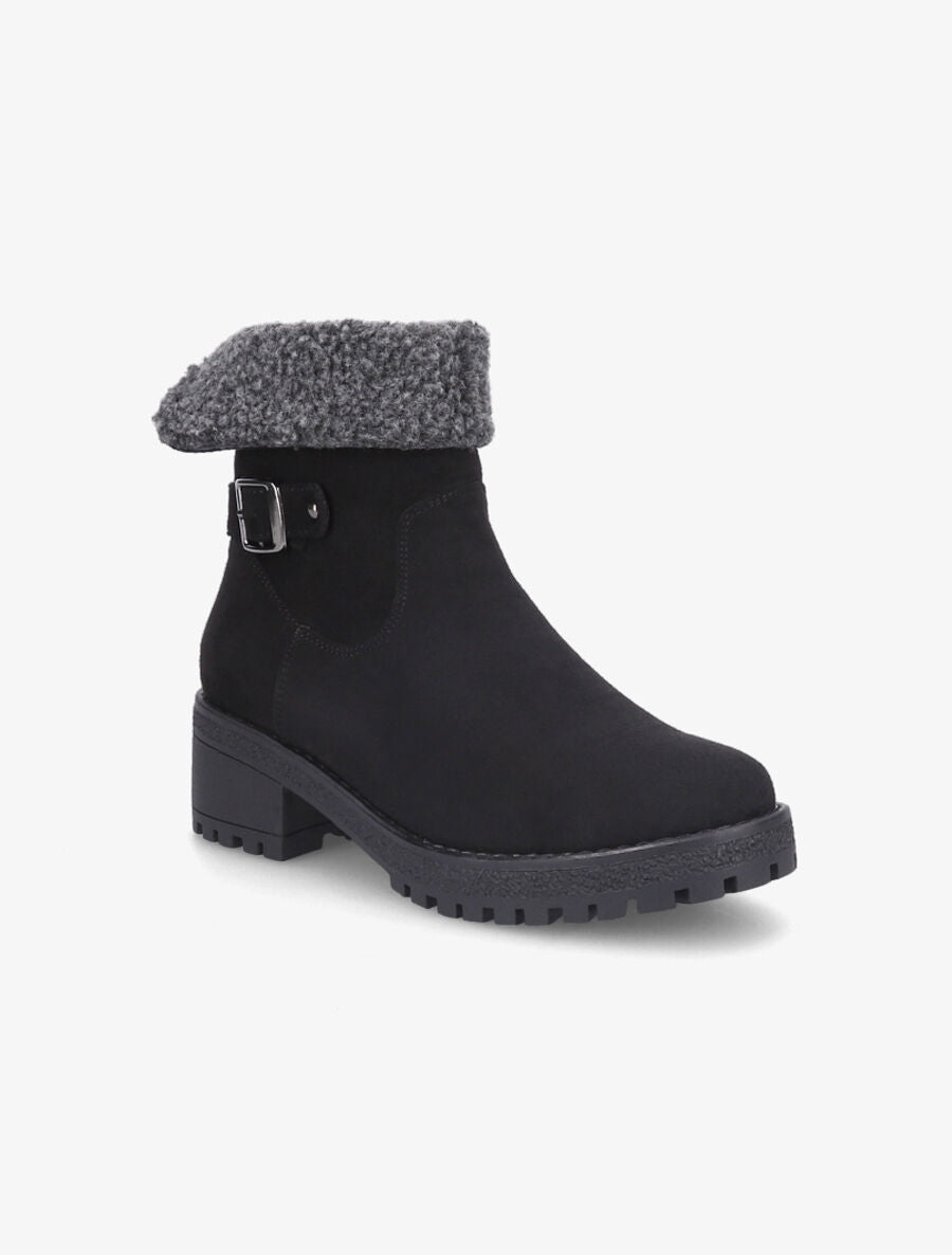 Bottines fourrées en suédine - Noir - 2