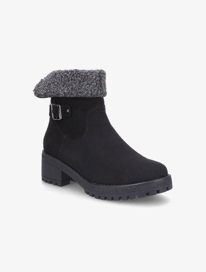 Bottines fourrées en suédine - Noir - 2